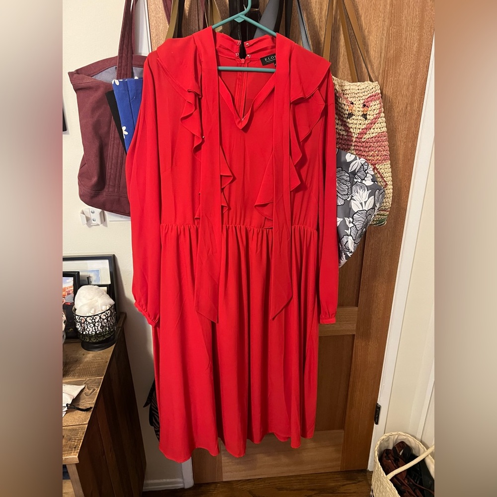 Like New Plus Size Red Ruffle Dress - Picture 4 of 4